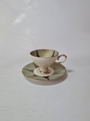 Johann Seltmann Vohenstraub Bavaria Винтажная чайная пара в зеленых тонах с позолотой, Германия, 1960-70гг.