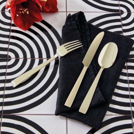 Sambonet Sambonet Flat - Edelstahl / PVD champagnerfarben Besteckset 36-tlg. Vollheft / Monoblock Sambonet Flat - набор столовых приборов из нержавеющей стали / PVD цвета шампанского, 36 предм. Полный буклет/моноблок