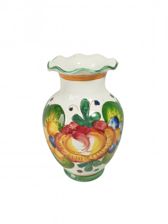 Ваза винтажная Ancient Xxeme Joli с ярким декором, в стиле майолика, среднего размера, ручная роспись, керамика, 20.5 см, Италия, 1960-70гг.