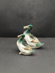 Статуэтки винтажные "Изумрудные уточки", фарфор, 2 шт., 11 х 11 см, 8.5 х 8.5 см, Италия, 1970-80гг.
