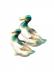 Статуэтки винтажные "Изумрудные уточки", фарфор, 2 шт., 11 х 11 см, 8.5 х 8.5 см, Италия, 1970-80гг.