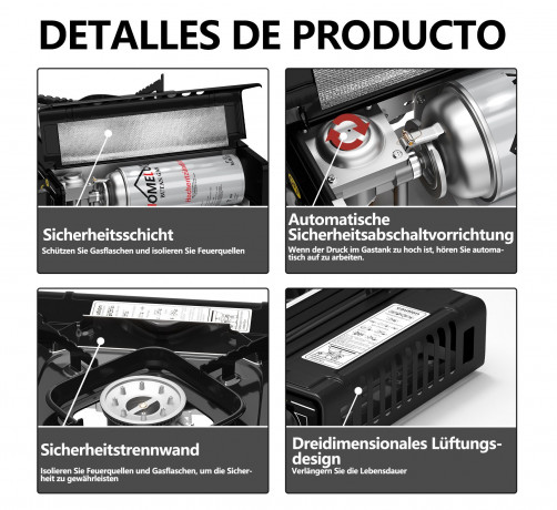 HOMELUX HOMELUX Gaskocher Campingkocher 2 flammig mit Gaskartuschen fur Grill Camper, (0-St), 2 x 2,5KW  Газовая плита HOMELUX походная 2 пламени с газовыми баллончиками для кемпера-гриля, (0 шт.), 2 x 2,5 кВт