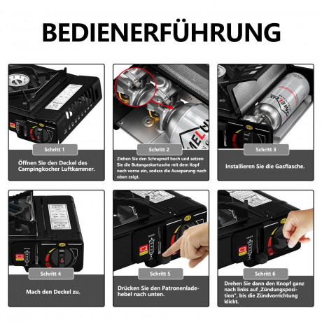 HOMELUX HOMELUX Gaskocher Campingkocher 2 flammig mit Gaskartuschen fur Grill Camper, (0-St), 2 x 2,5KW  Газовая плита HOMELUX походная 2 пламени с газовыми баллончиками для кемпера-гриля, (0 шт.), 2 x 2,5 кВт