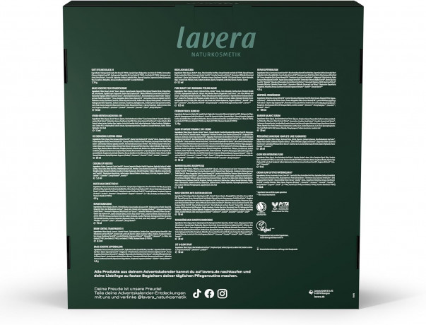 lavera Advent Calendar  2025 Адвент-календарь с натуральной косметикой, 24 сюрприза по уходу за кожей илицом и для макияжа, 50 см х 50 см