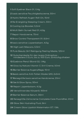 lavera Advent Calendar  2025 Адвент-календарь с натуральной косметикой, 24 сюрприза по уходу за кожей илицом и для макияжа, 50 см х 50 см