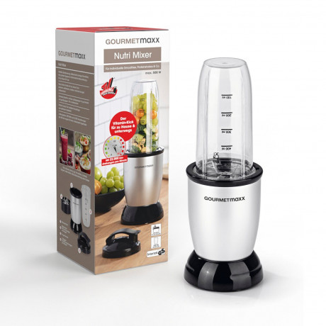 GOURMETmaxx GOURMETmaxx Smoothie-Maker Nutrition Mixer 4-tlg., 500,00 W, inkl. To Go Deckel, Mixbecher 700ml Миксер для питания GOURMETmaxx Smoothie-Maker, 4 предмета, 500,00 Вт, включая крышку To Go, чашку для смешивания 700 мл