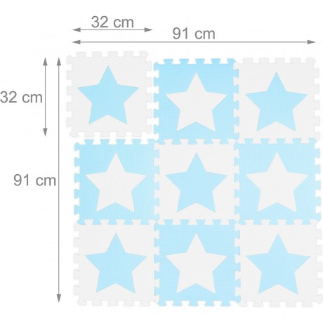 relaxdays 45 x Puzzlematte Sterne weiss-blau 45 x коврик-пазл звезды бело-голубой