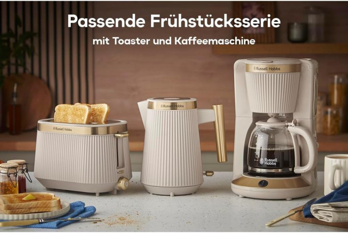 Russell Hobbs Wasserkocher, 1,7L, 2400W,  26751-70, Bronte Stone, Электрический чайник объёмом 1,7 л, пластик, мощностью 2400 Вт, с автоотключением, крем, кремовый