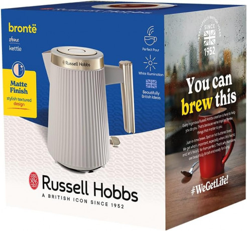 Russell Hobbs Wasserkocher, 1,7L, 2400W,  26751-70, Bronte Stone, Электрический чайник объёмом 1,7 л, пластик, мощностью 2400 Вт, с автоотключением, крем, кремовый