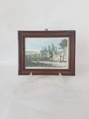 Картина винтажная "Монастырь Марии Лаах", деревянная рама, 28,5 x 22,5 см, Германия, 1960-70гг.