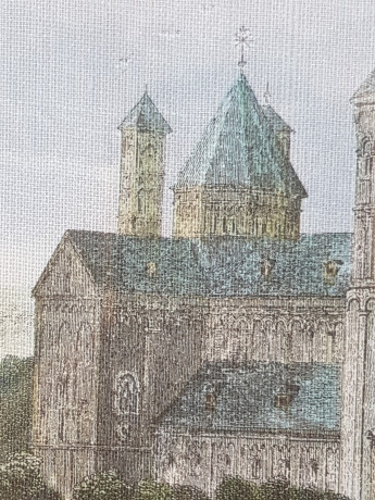 Картина винтажная "Монастырь Марии Лаах", деревянная рама, 28,5 x 22,5 см, Германия, 1960-70гг.