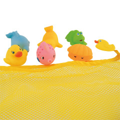 bieco Badespielzeug Baby 7er Set inkl. Netz Tiere Wasserspielzeug Badewanne Badeente Badespielzeug Детский набор игрушек для ванной из 7 предметов