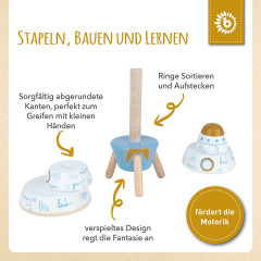 bieco Baby Stapelturm Holz Bausteine Rakete 16cm Motorik Steckspiel ab 1 Steckpyramide Stapelspielzeug Детская башня для штабелирования