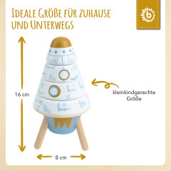 bieco Baby Stapelturm Holz Bausteine Rakete 16cm Motorik Steckspiel ab 1 Steckpyramide Stapelspielzeug Детская башня для штабелирования