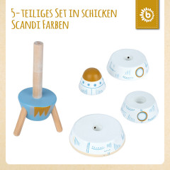 bieco Baby Stapelturm Holz Bausteine Rakete 16cm Motorik Steckspiel ab 1 Steckpyramide Stapelspielzeug Детская башня для штабелирования