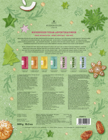 Niederegger Merry Vegan Xmas Adventskalender 2026 300 g, Niederegger веганский адвент-календарь Merry Vegan Xmas 2026 с марципаном и шоколадными конфетами, 24 шт., 300 г