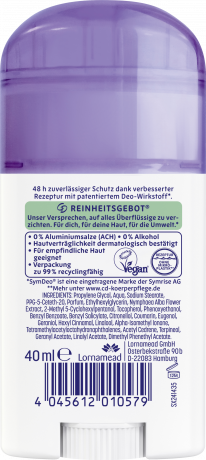 CD Deostick Wasserlilie 40 ml, Дезодорант-стик без спирта с водяной лилией, защита от запаха до 48 часов, 40 мл