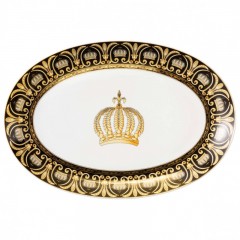 Tettau Tettau Rondo / Liane Pompoos Black Servierplatte oval 38,5x26 cm Tettau Rondo / Liane Pomp??s Сервировочная тарелка черная овальная 38,5x26 см