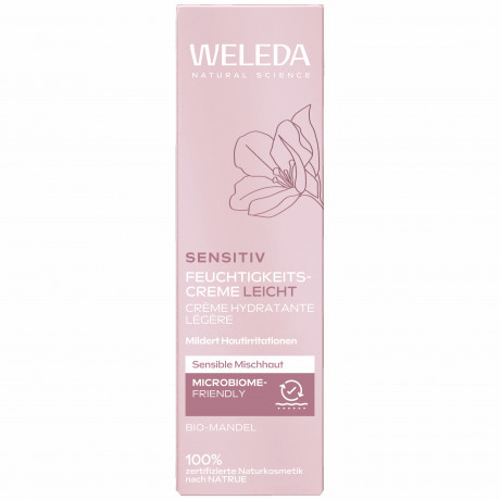 WELEDA Sensitiv Feuchtigkeitscreme leicht Bio-Mandel, 30 ml, Лёгкий увлажняющий крем с миндальным маслом для чувствительной комбинированной кожи, без отдушки, 30 мл