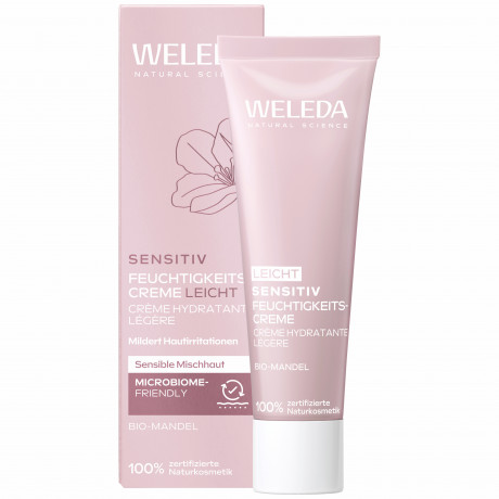 WELEDA Sensitiv Feuchtigkeitscreme leicht Bio-Mandel, 30 ml, Лёгкий увлажняющий крем с миндальным маслом для чувствительной комбинированной кожи, без отдушки, 30 мл