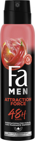 Fa Men Attraction Force Deodorant & Bodyspray 150 ml, Мужской дезодорант и спрей для тела FA Attraction Force с фруктово-пряным ароматом, 150 мл
