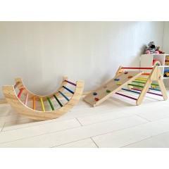 Woodwork for Kids 3-teiliges Piklerset Massivholz mit Kletterdreieck Набор из 3-х частей для пиклера из массива дерева с треугольником для лазанья