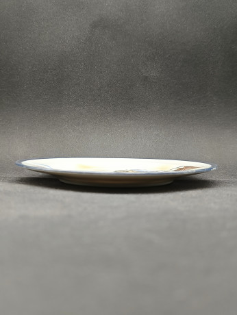 Набор винтажных тарелок, в сине-белых тонах, с традиционным японским сюжетом, 6 шт., фарфор, 15.5 см, Япония, 1970-80гг.