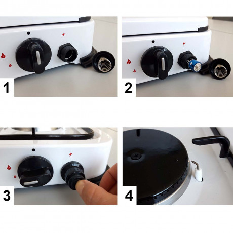 BlueCraft BlueCraft Gaskocher imit elektrischer Zundung, (Gas-Kochfeld 2 flammen Propangas mit Schlauch und Druckminderer), Campingkocher 2-flammig, mit Zundsicherung Gasregler mit Manometer Газовая плита BlueCraft с электроподжигом, (газовая плита, 2 пл