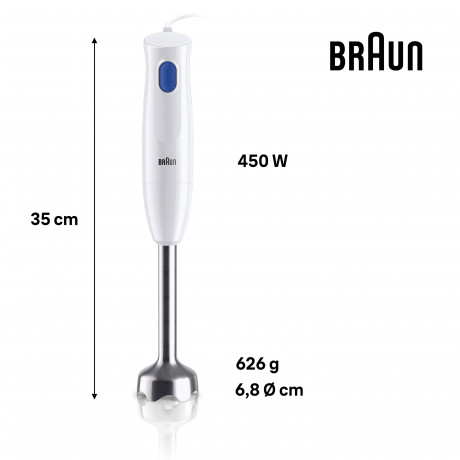 Braun Braun Stabmixer MQ 10.001M WH MultiQuick 1, 450 W  Погружной блендер Braun MQ 10.001M WH MultiQuick 1, 450 Вт