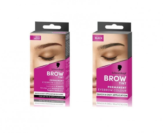 Schwarzkopf Brow Tint, Black + Dark Brown, Набор краски для бровей подбор оттенка, стойкая краска для бровей и ресниц, 2 шт