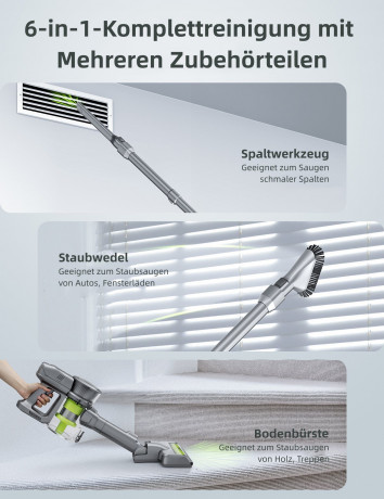 Kalado Kalado Akku-Stielstaubsauger KCV01 26KPa 6-in-1 Multifunktionaler Handstaubsauger, 250,00 W, Herausnehmbarer Akku, LED-Display, Tierhaare Беспроводной стержневой пылесос Kalado KCV01 26 кПа Многофункциональный ручной пылесос 6-в-1, 250,00 Вт, съем