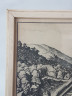 Картина винтажная "Вид на замок и город Гейдельберг", переплетная мастерская Альберт Вюрх Людвигсбург, 27,5 x 19 см, деревянная рама, Германия, 1950-60гг.