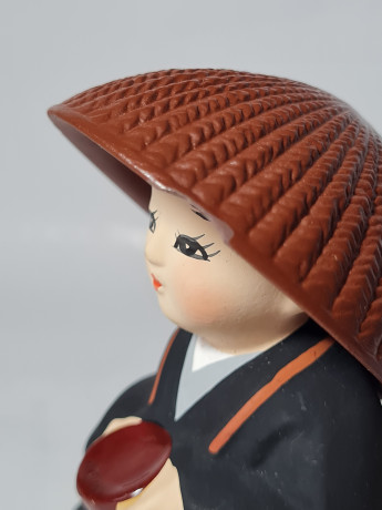 Статуэтка винтажная Im Stil Japan "Японский монах в шляпе", среднего размера, керамика, 14 см, Германия, 1960-70гг.