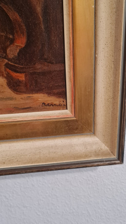 Картина винтажная K.Ferd.Heckel "Девушка и учительница игры на фортепиано", в деревянной раме, 67 x 55 см, Германия, 1960-1970гг.