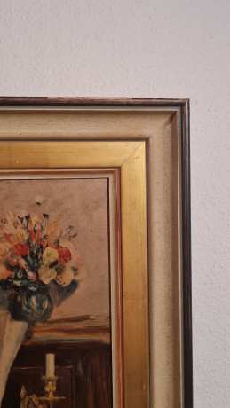 Картина винтажная K.Ferd.Heckel "Девушка и учительница игры на фортепиано", в деревянной раме, 67 x 55 см, Германия, 1960-1970гг.