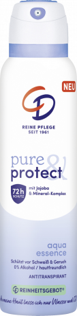 CD Pure & Protect Spray Aqua Essence 150 ml, Антиперспирант-спрей без спирта с водным ароматом, защита от пота и запаха до 72 часов, 150 мл