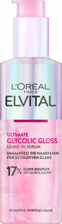 L'Oreal Paris Elvital Glycolic Gloss Leave-In Serum, 150 ml, Несмываемая сыворотка с гликолевой кислотой для гладкости, мягкости и зеркального блеска волос, 150 мл