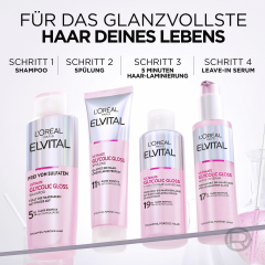 L'Oreal Paris Elvital Glycolic Gloss Leave-In Serum, 150 ml, Несмываемая сыворотка с гликолевой кислотой для гладкости, мягкости и зеркального блеска волос, 150 мл