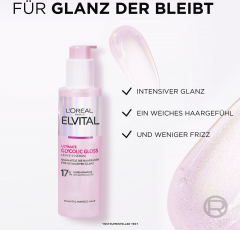 L'Oreal Paris Elvital Glycolic Gloss Leave-In Serum, 150 ml, Несмываемая сыворотка с гликолевой кислотой для гладкости, мягкости и зеркального блеска волос, 150 мл
