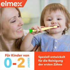 elmex Zahnpflege Set Kinder, 0-2 Jahren, 1 St, Набор для первых зубов: мягкая обучающая щётка и зубная паста 12 мл, 0–2 года