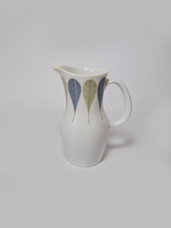 Thomas Чайный фарфоровый набор "Листья" в зелено-синих тонах: чайник, молочник, сахарница, Германия, 1960-70гг.