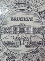 Goebel Bavaria Декоративная тарелка в черно-белых тонах &quot;г.Брухзал&quot;, 32,5 x 2,5 см, Германия, 1960-70гг.