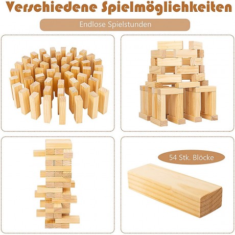 COSTWAY Wackelturm 54 Blocke aus Kiefernholz Качающаяся башня из 54 блоков из сосны.