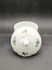 Набор для чая винтажный Heinrich с зеленым декором, чашка и сахарница, фарфор, чашка, сахарница, Германия, 1960-70гг.