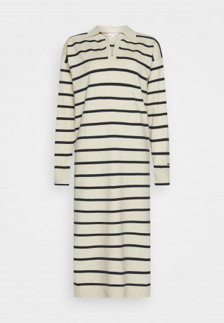 Tommy Hilfiger SOFT POLO MIDI DRESS  Jumper dress heathered oatmilk/desert sky  ПЛАТЬЕ SOFT POLO MIDI Платье-джемпер овсяное молоко с вересковым оттенком / небо пустыни