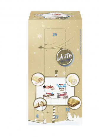Ferrero Kinder & Co. White Adventskalender 2025 3stk Адвент-календарь Белый, 24 сладких сюрприза, 3 штуки х 263 грамма