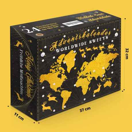  Worldwide Sweets Advent Calendar 2025 Эксклюзивный Адвент-календарь, 24 лакомства со всего мира, 32 см х 37см х 11см, 