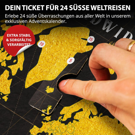  Worldwide Sweets Advent Calendar 2025 Эксклюзивный Адвент-календарь, 24 лакомства со всего мира, 32 см х 37см х 11см, 