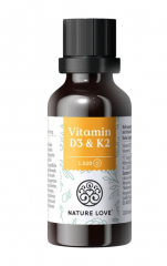 Nature Love Vitamin D3 &amp; K2 Tropfen 30ml, Витамин D32 5 мкг + Витамин K2 20 мкг на суточную дозу (1 капля), 30 мл