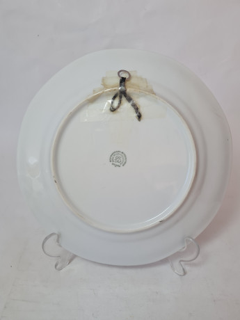 Тарелка декоративная Inglazed Czechoslovakia, белый фарфор с рисунком в коричневых тонах "Птицы", 24,5 x 3 см, Чехословакия, 1970-80гг.